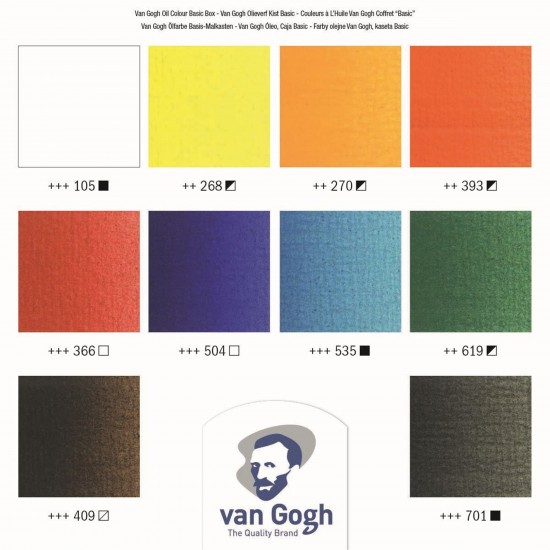 VAN GOGH Oil Colour Wooden Box Set Basic with 10 Colours in 40ml Tube + Accessories